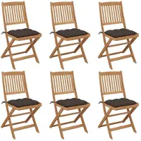 vidaXL Chaises de jardin pliantes 6 pièces avec coussins en bois massif d'acacia