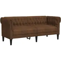 vidaXL Canapé Chesterfield 2 places brun tissu