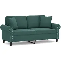 vidaXL Canapé 2 places avec oreillers vert foncé 140 cm velours