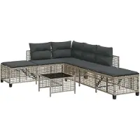 vidaXL Ensemble de 3 canapés d'angle de jardin avec coussins gris clair Poly rotin