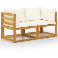 vidaXL Banc de jardin 2 places avec coussins blanc crème