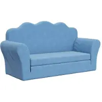 vidaXL Canapé-lit pour enfants 2 places Bleu Peluche douce