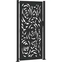 vidaXL Portail de jardin noir 105 x 205 cm en acier avec motif flamme