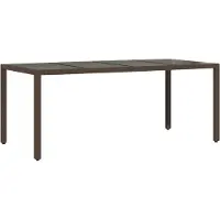 vidaXL Table de jardin avec plateau en verre Marron 190x90x75 cm Poly rotin