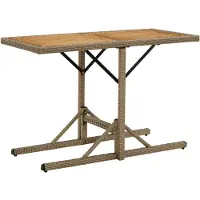 vidaXL Table de jardin Beige Bois massif Acacia et Poly Rattan