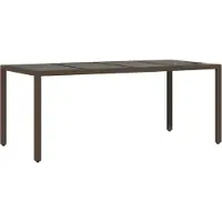 vidaXL Table de jardin avec plateau en verre brun 190x90x75 cm Poly rotin