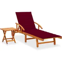 vidaXL Bain de soleil avec table et support en bois massif d'acacia