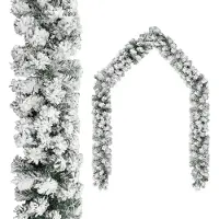 vidaXL Guirlande de Noël avec neige floquée Vert 10 m PVC