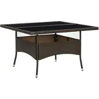 vidaXL Table de jardin marron poly rotin et verre