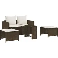 vidaXL Ensemble de salon de jardin 5 pièces Coussin Empilable Marron Poly Rattan
