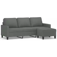 vidaXL Canapé 3 places avec pouf gris foncé 180 cm Tissu
