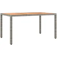 vidaXL Table de jardin avec plateau en bois Gris Poly rotin & bois massif Acacia