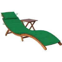 vidaXL Bain de soleil avec table et support en bois massif d'acacia