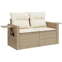 vidaXL Canapé de jardin avec coussins 2 places Beige Poly Rattan