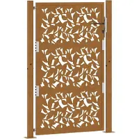 vidaXL Portail de jardin 105 x 155 cm en acier patiné avec motif feuille