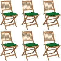 vidaXL Chaises de jardin pliantes 6 pièces avec coussins en bois massif d'acacia