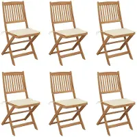 vidaXL Chaises de jardin pliantes 6 pièces avec coussins en bois massif d'acacia