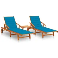 vidaXL 3077349, Terrasse, Siège rembourré, Acacia, Bleu, Polyester, 670 mm