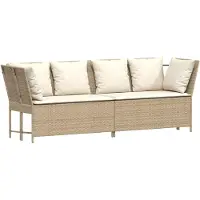 vidaXL Canapé de jardin avec coussins Beige Poly Rattan