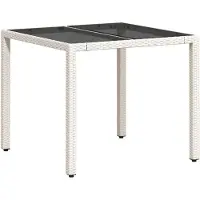 vidaXL Table de jardin avec plateau en verre blanc 90x90x75 cm Poly rotin