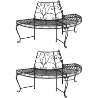 vidaXL Bancs d'arbre semi-circulaires 2 pcs. Ø160 cm noir acier