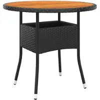 vidaXL Table de jardin Ø80x75 cm acacia et poly rotin noir