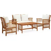 vidaXL Ensemble de salon de jardin 4 pièces avec coussins en bois massif d'acacia