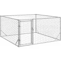 vidaXL Niche d'extérieur pour chien avec porte, 2 x 2 x 1 m, acier galvanisé
