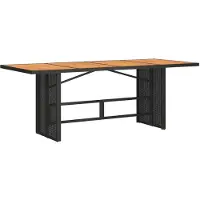 vidaXL Table de jardin avec plateau en bois noir 190x80x75 cm Poly rotin