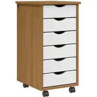 vidaXL Armoire à roulettes avec tiroirs MOSS Marron miel Pin massif