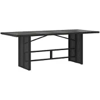vidaXL Table de jardin avec plateau en verre noir 190x80x74 cm Poly rotin