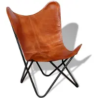 vidaXL Fauteuil Butterfly brun en cuir véritable