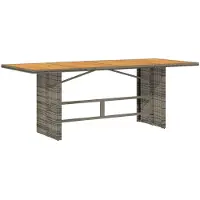 vidaXL Table de jardin avec plateau en acacia gris 190x80x74cm Poly rotin