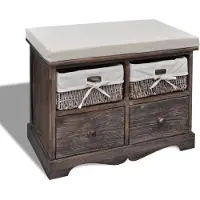 vidaXL Banc de rangement Marron 62x33x42 cm Bois de paulownia