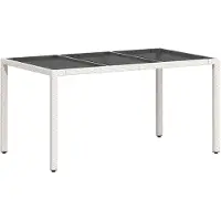 vidaXL Table de jardin avec plateau en verre blanc 150x90x75 cm Poly rotin