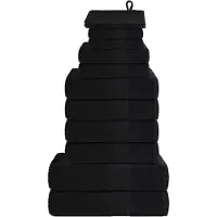 vidaXL Ensemble de serviettes 12 pcs noir 360 g/m² 100% coton