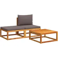 vidaXL Ensemble canapé de jardin 3 pièces avec coussins bois acacia & rotin