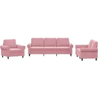vidaXL Ensemble de canapés 3 pièces avec coussins Rose velours