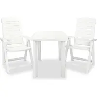 vidaXL Ensemble de jardin Bistro 3 pièces 101 x 68 x 72 cm Blanc