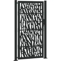 vidaXL Portail de jardin noir 105 x 180 cm en acier avec motif de traces