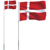 vidaXL Drapeau du Danemark avec mât en aluminium de 5,5 m