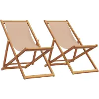vidaXL Chaises de plage 2 pcs. Pliable Taupe Tissu et bois massif