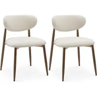 COLAMY - Ensemble de 2 chaises de salle à manger, rembourrées, avec pieds en métal, patins antidérapants et dossier incurvé, couleur beige