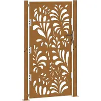 vidaXL Portail de jardin 105 x 180 cm en acier patiné motif vagues