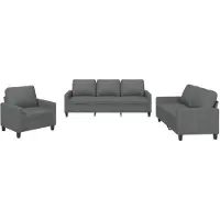 vidaXL Ensemble de canapés 3 pièces avec coussins Tissu gris foncé
