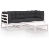vidaXL Ensemble salon de jardin 4 pièces avec coussins pin massif
