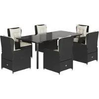 vidaXL Ensemble de jardin 7 pièces avec coussins Noir Poly Rattan