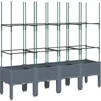 vidaXL Jardinière avec treillis bleu gris 160x40x142,5 cm PP