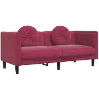 vidaXL Canapé 2 places avec coussins vin rouge velours