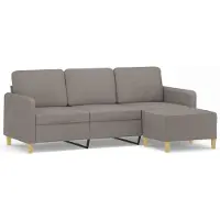 vidaXL Canapé 3 places avec pouf Taupe 180 cm Tissu